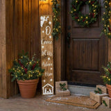 47" Natural And White Solid Wood Christmas Nativity Porch Sign