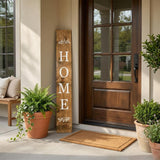 47" Natural And White Solid Wood Home Porch Sign