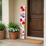 47" White Red And Purple Solid Wood Floral Bouquet Porch Sign