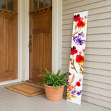 59" White Red And Purple Solid Wood Floral Bouquet Porch Sign