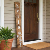 59" Natural And White Solid Wood Wildflowers Hello Porch Sign