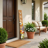 47" Green Natural And White Solid Wood Welcome Porch Sign