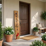 47" Black And Natural Solid Wood Welcome Porch Sign