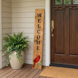 59" Black And Natural Solid Wood Welcome Porch Sign