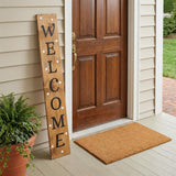 59" Black Natural And White Solid Wood Welcome Porch Sign