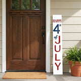 47" Red White And Blue Solid Wood Happy July 4th Porch Sign