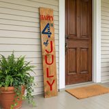 59" Natural Red White And Blue Solid Wood Happy July 4th Porch Sign