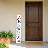 47" Red White And Blue Solid Wood God Bless America Porch Sign