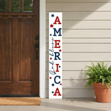 59" Red White And Blue Solid Wood God Bless America Porch Sign