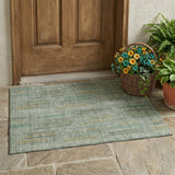 3' X 5' Green And Beige Abstract Washable Indoor Outdoor Area Rug