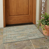 3' X 5' Green And Beige Abstract Washable Indoor Outdoor Area Rug