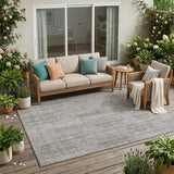 5' X 8' Gray And Silver Abstract Washable Indoor Outdoor Area Rug