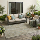 5' X 8' Khaki And Brown Abstract Washable Indoor Outdoor Area Rug