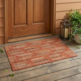 3' X 5' Orange And Brown Abstract Washable Indoor Outdoor Area Rug