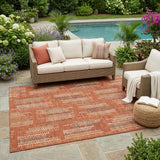 5' X 8' Orange And Brown Abstract Washable Indoor Outdoor Area Rug