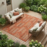8' X 10' Orange And Brown Abstract Washable Indoor Outdoor Area Rug