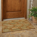 3' X 5' Terra Cotta And Brown Abstract Washable Indoor Outdoor Area Rug
