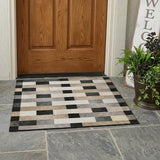 3' X 5' Charcoal And Gray Striped Washable Indoor Outdoor Area Rug