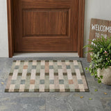 3' X 5' Green And Beige Striped Washable Indoor Outdoor Area Rug