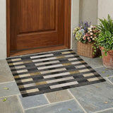 3' X 5' Gray And Graphite Striped Washable Indoor Outdoor Area Rug