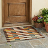 3' X 5' Orange And Gold Striped Washable Indoor Outdoor Area Rug