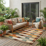 5' X 8' Orange And Gold Striped Washable Indoor Outdoor Area Rug