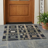 3' X 5' Black And Beige Geometric Washable Indoor Outdoor Area Rug