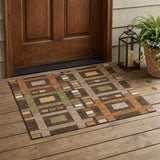 3' X 5' Chocolate And Brown Geometric Washable Indoor Outdoor Area Rug