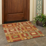 3' X 5' Orange And Gold Geometric Washable Indoor Outdoor Area Rug