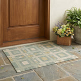 3' X 5' Sage And Green Geometric Washable Indoor Outdoor Area Rug
