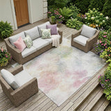8' X 10' Blush And Pink Floral Washable Indoor Outdoor Area Rug