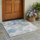 3' X 5' Sky Blue And Blue Floral Washable Indoor Outdoor Area Rug