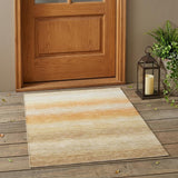 3' X 5' Copper And Orange Striped Washable Indoor Outdoor Area Rug