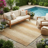 5' X 8' Copper And Orange Striped Washable Indoor Outdoor Area Rug