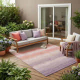 5' X 8' Plum And Purple Striped Washable Indoor Outdoor Area Rug