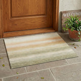 3' X 5' Sage And Green Striped Washable Indoor Outdoor Area Rug