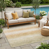 5' X 8' Sage And Green Striped Washable Indoor Outdoor Area Rug