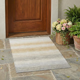 3' X 5' Taupe And Brown Striped Washable Indoor Outdoor Area Rug