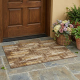 3' X 5' Chocolate And Brown Striped Washable Indoor Outdoor Area Rug