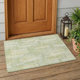 3' X 5' Sage And Green Striped Washable Indoor Outdoor Area Rug