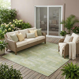 5' X 8' Sage And Green Striped Washable Indoor Outdoor Area Rug