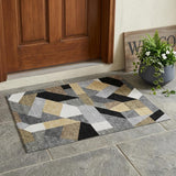 3' X 5' Black And Graphite Geometric Washable Indoor Outdoor Area Rug