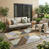 5' X 8' Brown And Graphite Geometric Washable Indoor Outdoor Area Rug