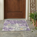 3' X 5' Lavender And Purple Floral Washable Indoor Outdoor Area Rug