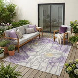 5' X 8' Lavender And Purple Floral Washable Indoor Outdoor Area Rug