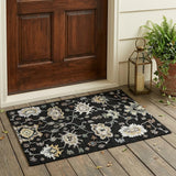 3' X 5' Black And Graphite Oriental Washable Indoor Outdoor Area Rug