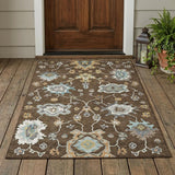 3' X 5' Chocolate And Brown Oriental Washable Indoor Outdoor Area Rug