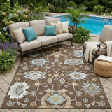 5' X 8' Chocolate And Brown Oriental Washable Indoor Outdoor Area Rug