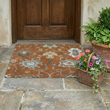 3' X 5' Orange And Gray Oriental Washable Indoor Outdoor Area Rug