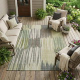 8' X 10' Green And Graphite Striped Washable Indoor Outdoor Area Rug
